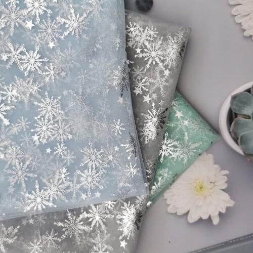 150*100cm Star Snowflake Tulle Ribbon Iridescent Mesh DIY Handmade fabric for baby dress Wedding Birthday Bouquet Supplies