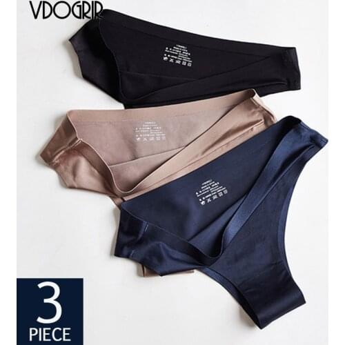 VDOGRIR 3Pcs/lot Sexy Women T-Back Underwear Seamless Sports Thongs G-String Low Waist Solid Female String Soft Lady Lingerie