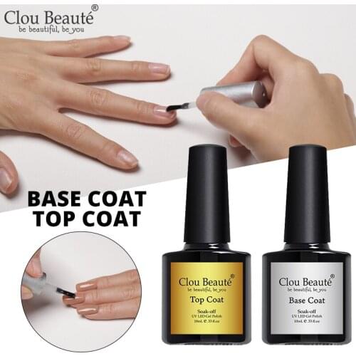 Clou Beaute 10 ML Top Base Coat Gel Nail Polish primer Long Lasting Soak off UV Gel Nail DIY Nail Art Lacquer lakier hybrydowy