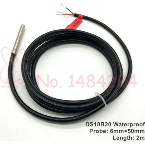 Waterproof DS18b20 Digital Temperature sensor 6mm*50mm Stainless Steel probe programmable ds 18b20 2m 1m 3m 5m