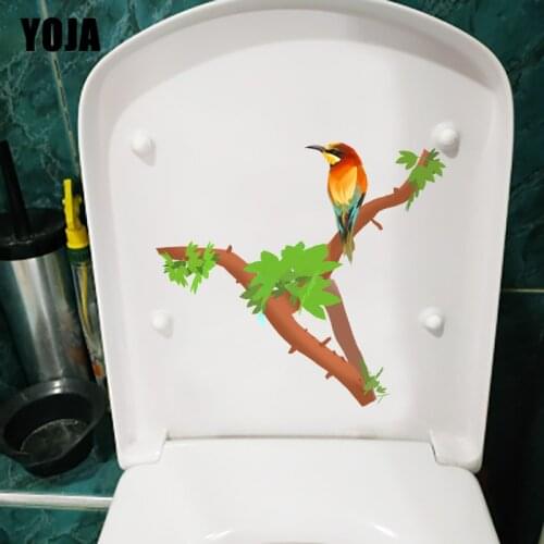 YOJA 22.2X20.1CM Bird On The Branch Home Wall Stickers For Kids Rooms Classic Cartoon Toilet Decor T1-1749