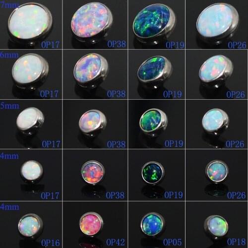 1Pc G23 4mm&5mm&6mm&7mm G23 Titanium Opal Stone Dermal Anchor Top Micro Skin Diver Surface Piercing Body Jewelry