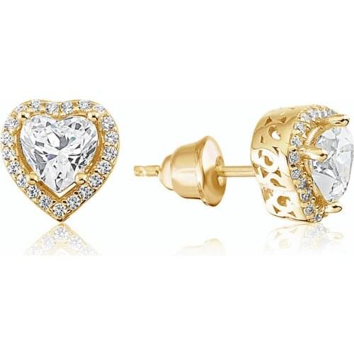 Valori Jewels 1.5 Carat, Zirconia White Heart Gemstone, Gold Plated, Solitaire Earrings