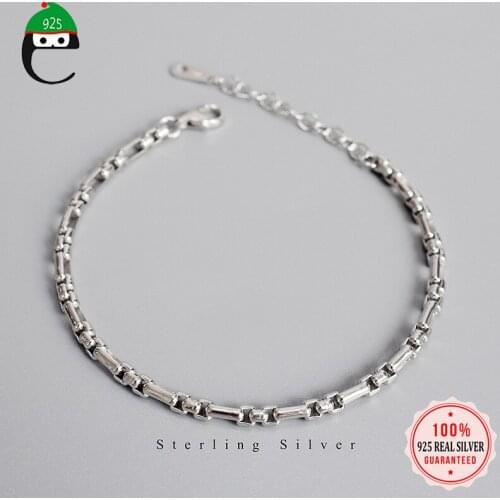 ElfoPlataSi Authentic 925 Sterling Silver Fashion Vintage Chian Bracelet For Women Girls Lady Fine Silver 925 Jewelry Gift DA614