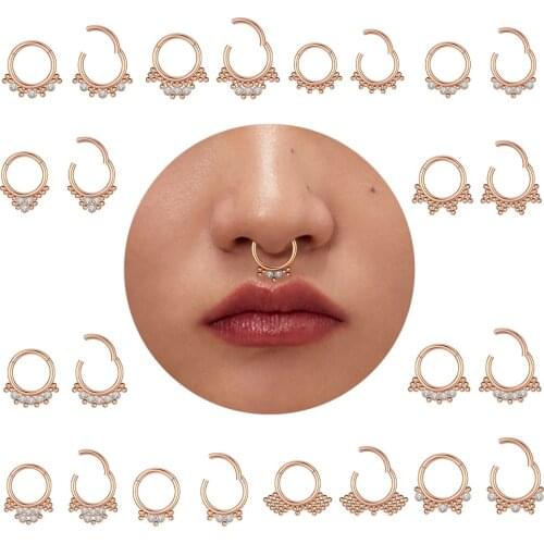1PC Crystal Nose Septum Ring for Women Flower Butterfly Septum Clicker Bohemia Indian Hoops Nose Helix Cartilage Piercing Nariz