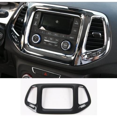 10pcs 3.5" Car Center Control Navigator Cover Sticker Decoration ABS Navigation Outlet Frame Trim for JEEP Compass 2017 2018