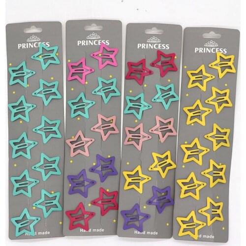 10Pcs/Set Cute Shiny Star Ornament Girls Hair Cilps Colorful Hairpins Barrettes Children Alloy Headband Kids Hair Accessories