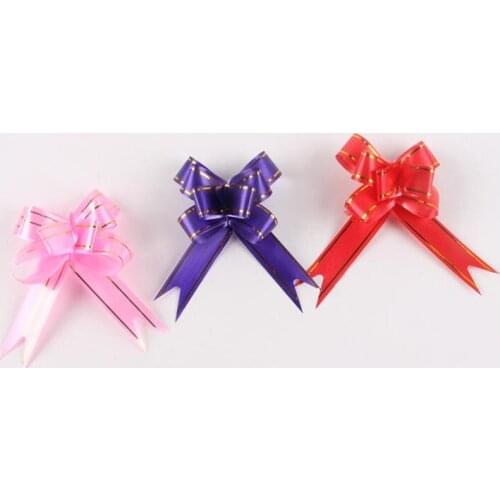 10Pcs/Pack Plastic Christmas Bows Decoration Home Ribbon Flower Wrap Ribbon Pull Flower Party Gift Wrapping Decoration Supplies