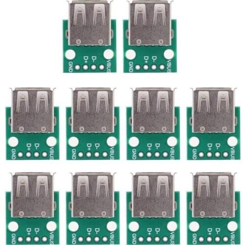 10 Pieces of USB Adapter Board, 2.54mm USB to DIP Adapter Board USB Type A Adapter Board, 4-Pin Pin Board
