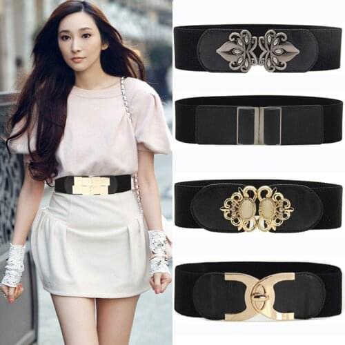 2020 New Fashion Korean Style Buckle Elastic Wide Belt Wide Cummerbund Strap Belt Waist Female Women Accessories
