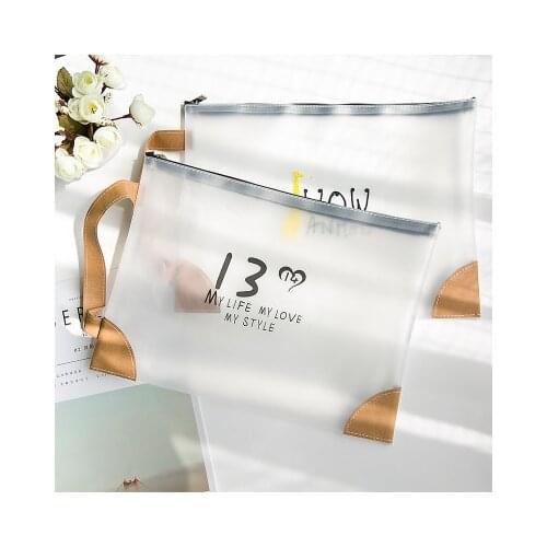2020 New Creative Transparent Card Case File Bag Zipper Stationery Storage Bag Student Office Stationery