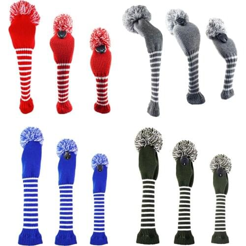 3pcs/Set Knitted Golf Headcover Driver Headcover Set Universal Wood Head Covers with Number Tags #1 #3 #UT