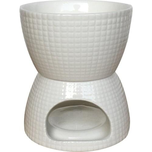 360ml Mini Ceramic Fondue Pot Cream Butter Cheese Candy Melting Pot Fruit Chocolate Hotpot With Candle Stove And Forks For Party