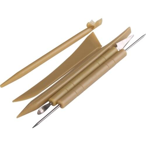 Practical 5 Pcs Plastic and Steel Pottery Clay Sculpture Tools with Irregular Edges