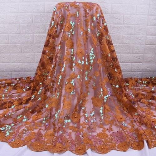 African Lace Fabric 2021 New High Quality Sequins Tulle Lace Embroidery Sewing Nigerian Fabrics Wedding Dresses For Women A1956