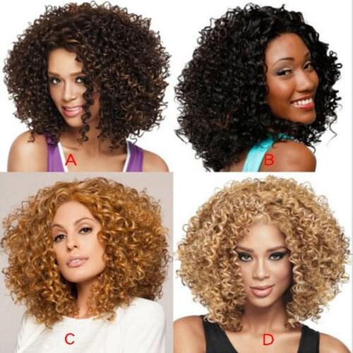 Afro Kinky Wig Jerry Curly Wig for White/Black Women Hair Wigs Heat Resistant Synthetic Wig Natural Fake Hair Romance Style