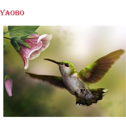 5D DIY Diamond Embroidery Hummingbird flower Diamond Painting Cross Stitch Full Square 3D Diamond Mosaic Decoration Rhinestones