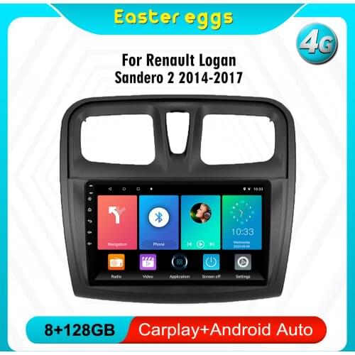 Eastereggs GPS Navigation Multimedia player For Renault Logan 2014-2017 Sandero 2014-2017 9 inch Car FM Stereo wifi bluetooth