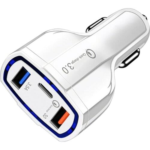 QC 3.0 USB C Car Charger 3-Ports Quick Charge PD Charger for iPhone 11 SE Xiaomi Mi 9 Redmi Honor Mobile phone Charging Adapter