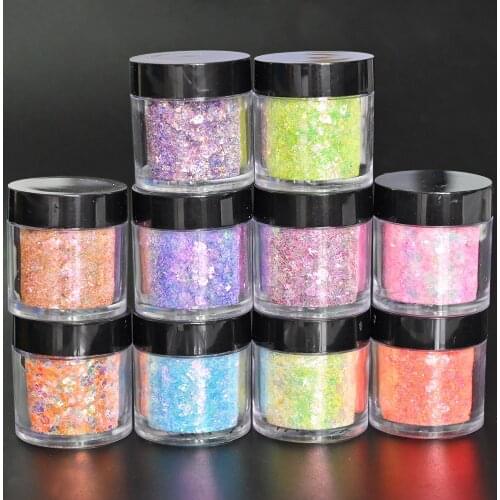 3g/Pack Nail Glitter Powder Mix Size Gradient Mermaid Hexagon Sequins 10 Colors Polish Makeup Manicure Flakes Decoration VI-YJ6