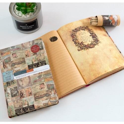 A5 European Retro Style Color Page Diary Notebook Personality Creative Illustration Kraft paper Journal Travel Planner Notebooks