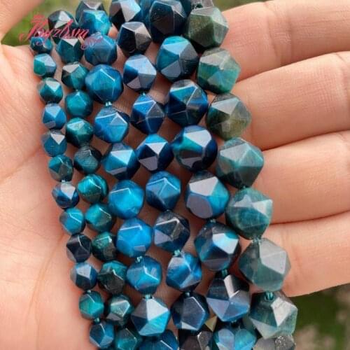 Natural Tigers Eye blue Faceted Square Stone Beads Loose 6/8/10/12mm For DIY Necklace Bracelet Jewelry Making 15" Free Shipping