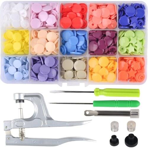 T3 / T5 / T8 Star Heart KAM Plastic Snap Button Wholesale Childrens Baby Button Combination Suit + Hand Tools