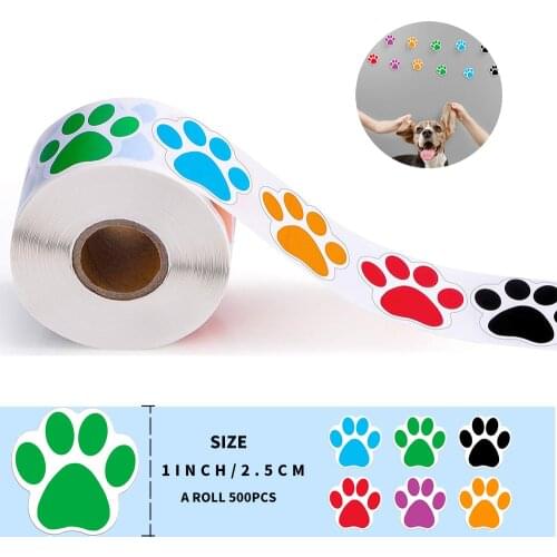 Kids Toys Stickers 500 Pcs Colors Colorful Paw Print Stickers Dog Cat Bear Paw Sticker of To As Teacher Reward Kids Toy Stickers