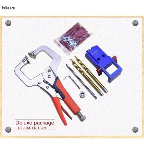 DIY Woodworking Inclined Hole Device Woodworking Pocket Hole Jig Kit 9.5mm Step Drill Bit Manual Locator Wood Drilling Guide Kit