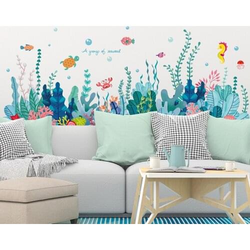 DIY Seaweed Fish Water Plants Home Decor Vinyl Decorative Wall Stickers Decals Kids Bedroom Nursery Wallpaper House Decoration