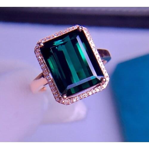 E331 Tourmaline Ring Fine Jewelry Solid 18K Gold Nature Green Tourmaline Gemstones 5.8ct Diamonds Rings for Women Fine Present
