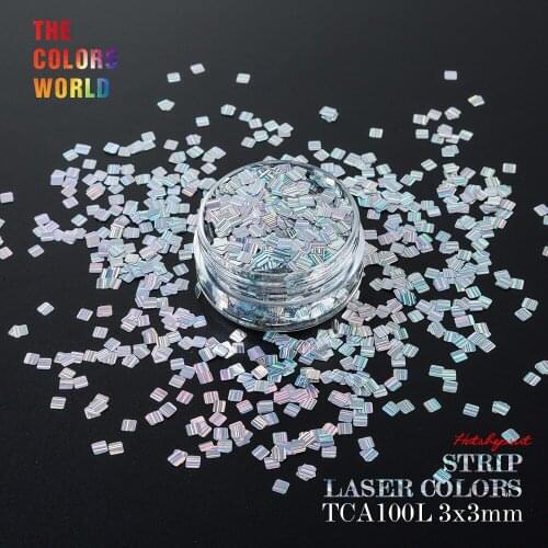 TCT-185 Holographic Stripe Square Shape 3*3MM Nail Glitter For Nail Art Decoration Makeup Facepainting Nail Gel DIY Decoration