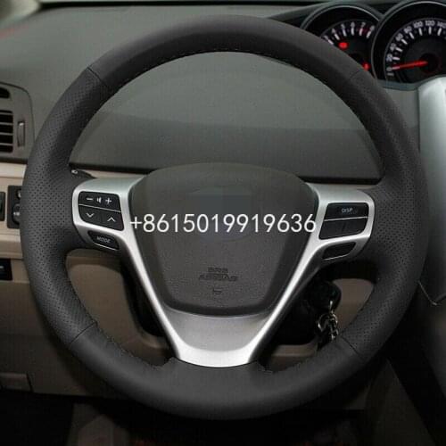 Hand-stitched Black Leather Car Steering Wheel Cover for Toyota Verso EZ Avensis