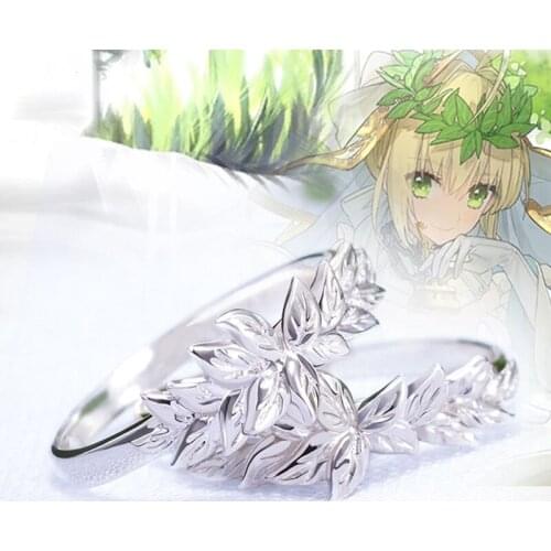 Beautiful Fate Go Saber Ring S925 Sliver Laurel Leaf Type Cos Jewelry for Girl Women Daughter Wife Christmas New Year Gift