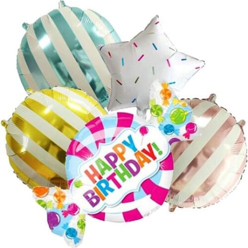 Colorful Swirls Happy Birthday Balloon Bouquet Party Decoration Candy Sweet