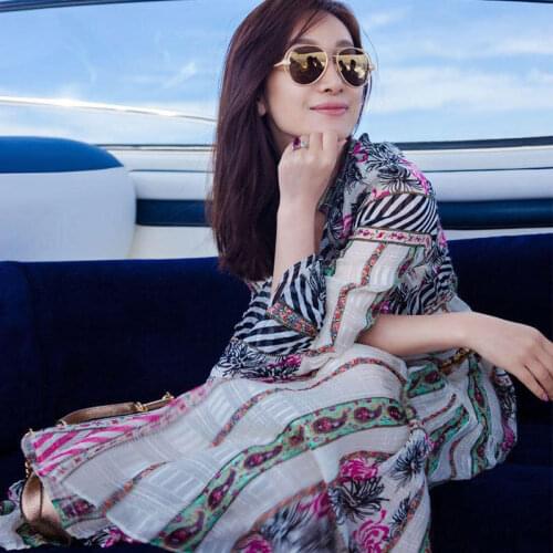 Cool wind star Qin Hailu same mid long leisure travel dress seaside holiday dress female xw171
