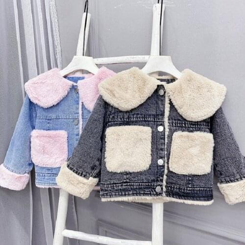 Baby girl jacket kids coat girls outerwear korean fashion clothing for girls windbreaker jacket winter warm plush denim jacket