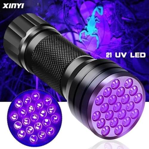 Mini Blacklight Invisible Ink Marker 21LED 12LED UV Ultra Violet LED Flashlight Torch Light 3xAAA Batteries powered