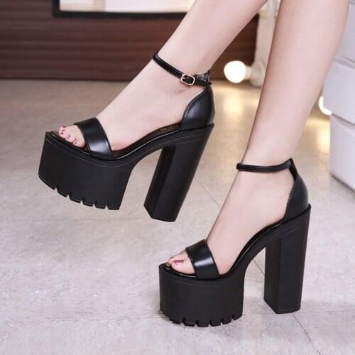 2019 thick with waterproof platform high heels summer t model model catwalk shoes with a sponge cake thick bottom