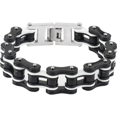 Mens Bicycle Bracelet Chain 316L Stainless Steel Black White Motorcycle Bike Bracelets Customizable Logo Fashion For Friend Gift