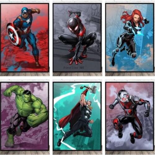 Marvel Superhero Anime Diamond Painting Spiderman Iron Man Cross Stitch Kits Living Room Decor Diamond Embroidery Full Mosaic
