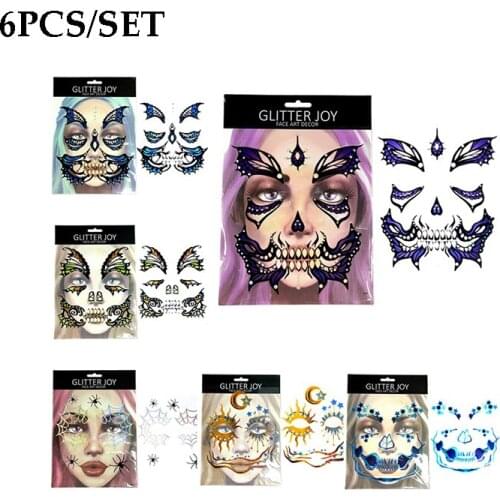 Halloween Facial Stickers Terrible Stickers Halloween Facial Stickers Lasting Waterproof Temporary Tattoos Decorative Sticker