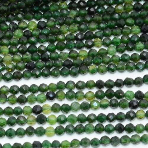 Natural Green + Dark Green Tourmaline Faceted Round Beads 2.2mm, Rare Color