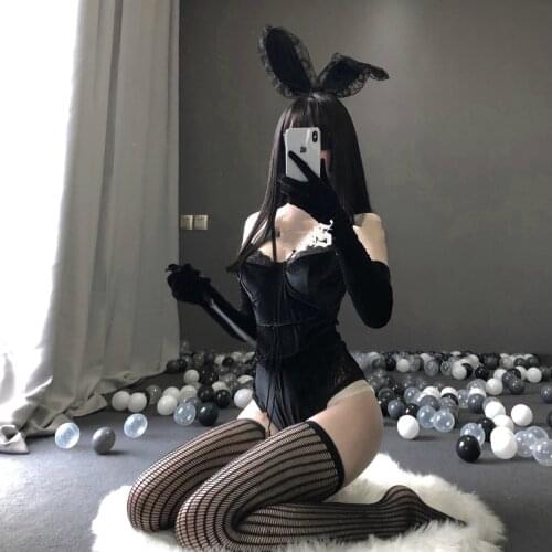 New Cat Cospaly Bunny Girl Dress Cute Bunny Costume for Role Plays Sexy Underwear Bunny Leotard Bodysuit Set