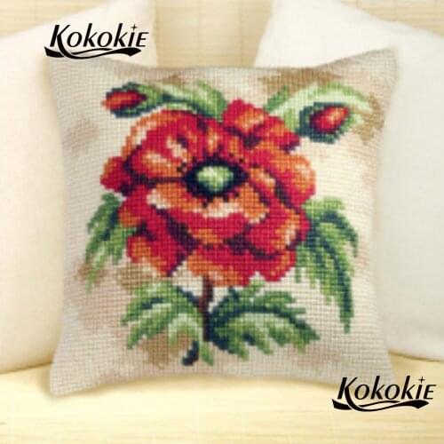 Counted cross stitch kits pillow flower cushion mat cotton embroider needlework kits handicraft embroidery yarn pillowcase