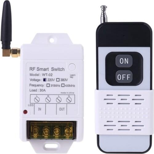 27RA 315MHZ 433MHZ +220V 380V 30A Relay Wireless Remote Control Switch Receiver with Led Light 2000M Transmitter