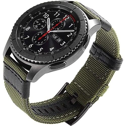 For Samsung Galaxy Watch 46mm Gear S3 Frontier Classic Band 22mm Nylon with Leather Strap Wristband for Huawei Watch GT Bands