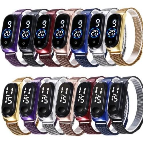 Top Luxury Digital Watch Women Sport Men Watches LED Magnet Strap Touch Screen Watch for Women Men Clock Electronic Bracelet