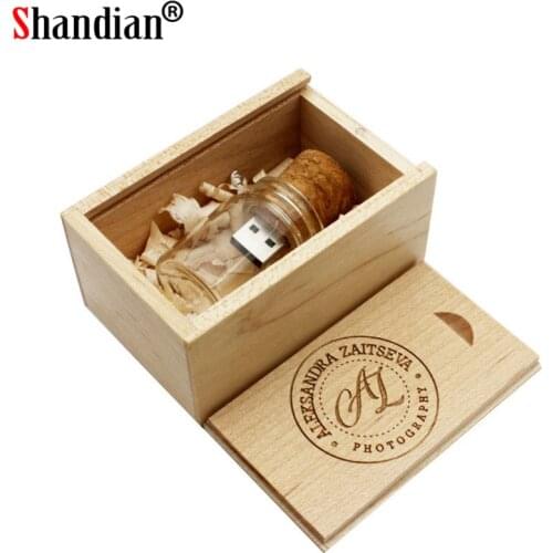 SHANDIAN new floating bottle pendrive 4GB 8GB 16GB 32GB 64GB glass wish bottles usb flash drive U disk memory Stick wedding gift