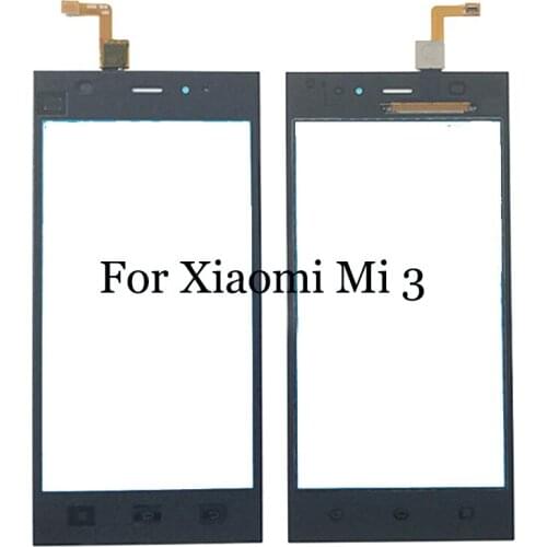 For xiaomi Mi3 Black Front Glass Lens + Touch Screen Digitizer For xiaomi mi 3 Replacement for Phone LCD Screen Flex cable